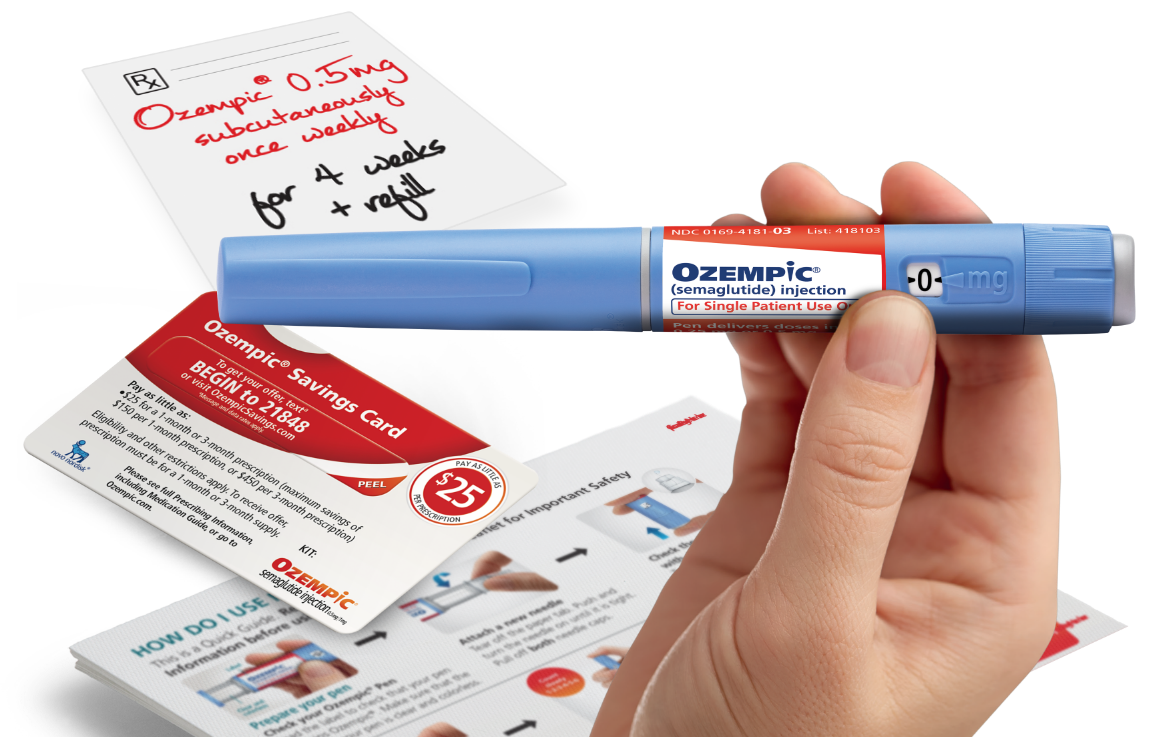 These highlights do not include all the information needed to use OZEMPIC®  safely and effectively. See full prescribing information for OZEMPIC.  OZEMPIC (semaglutide) injection, for subcutaneous use Initial U.S.  Approval: 2017