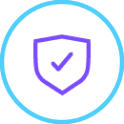 Checkmark and shield icon Checkmark and shield icon