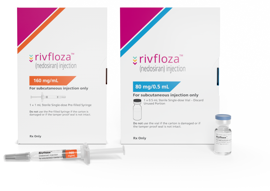 Rivfloza® cartons, vial, and prefilled syringe